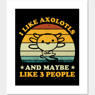 I Like Axolotls And Maybe 3 People Funny Axolotl Lover Posters and Art
